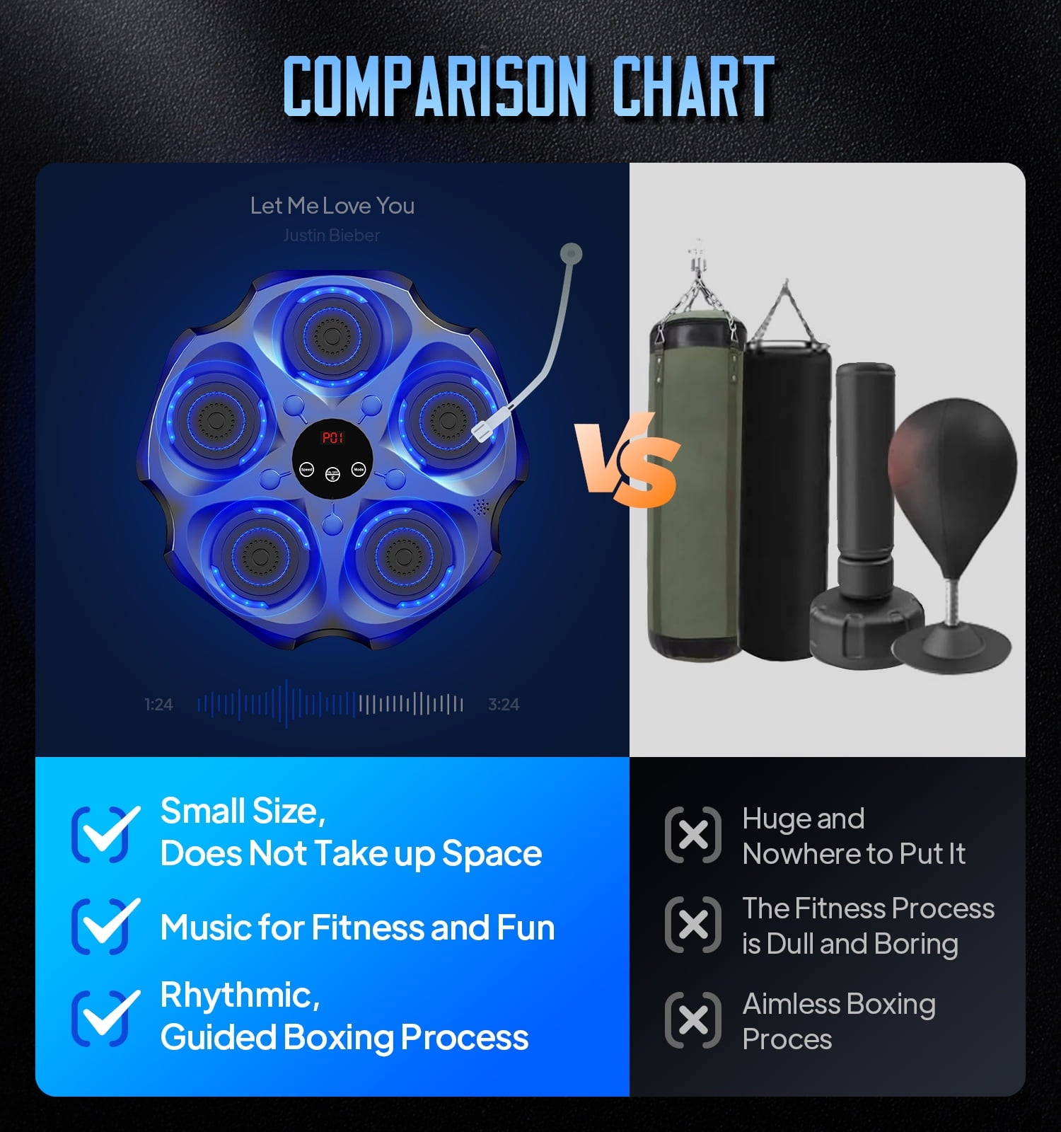 Music Boxing Machine with Boxing Gloves, Wall Mounted Smart Bluetooth Music Boxing Trainer, Electronic Boxing Target Workout Punching Equipment for Home, Indoor and Gym
